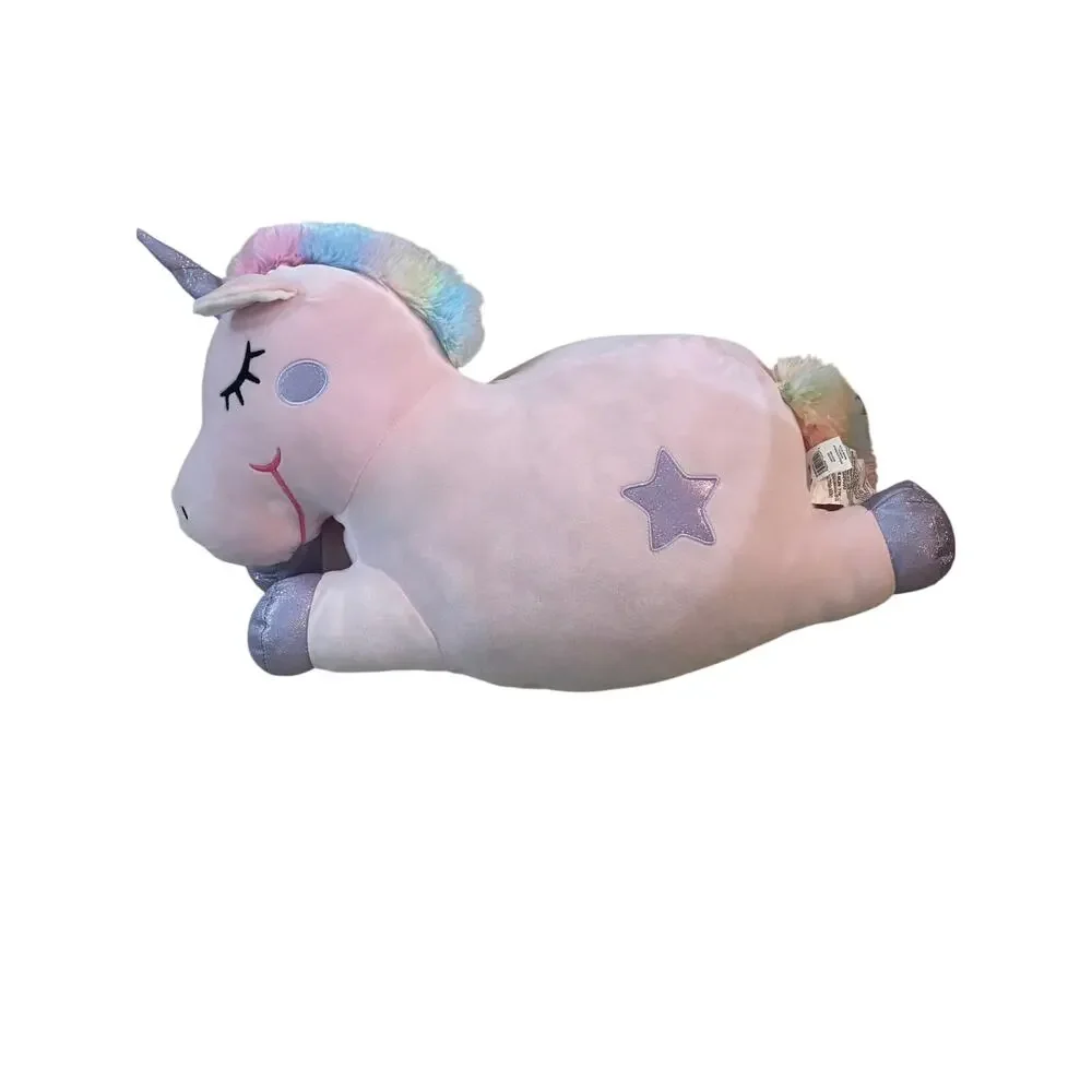 Memebers Mark plush super soft unicorn pink pillow 24” long euc decoration only